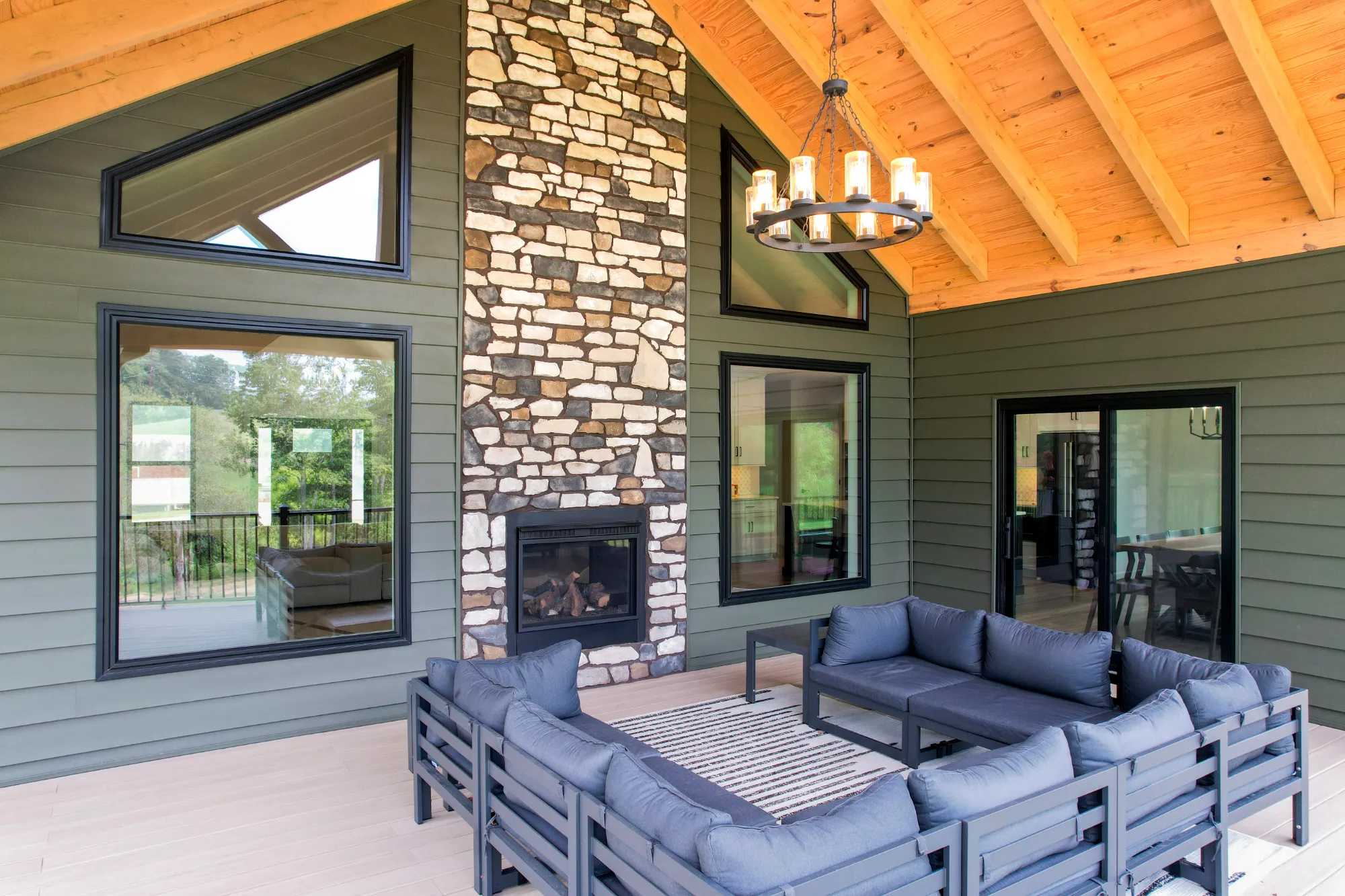 Endure Textured Matte Coal Black Picture Shaped Windows 2-Lite Patio Door